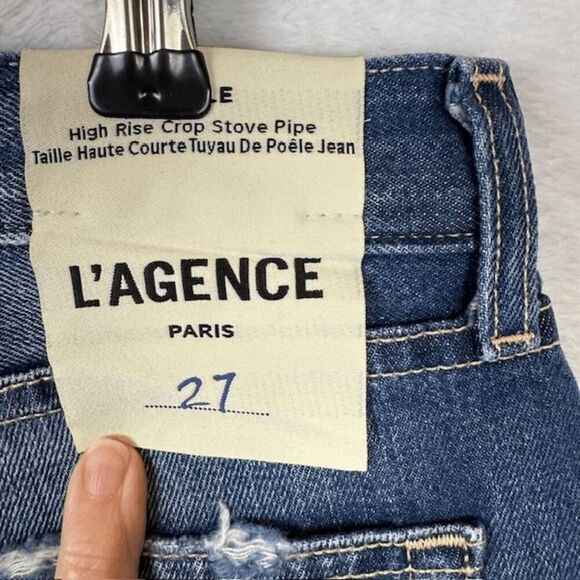 NEW! L'Agence Adele High Rise Crop Stove Pipe Jeans in Newberry Wash Size 27 - Picture 6 of 15
